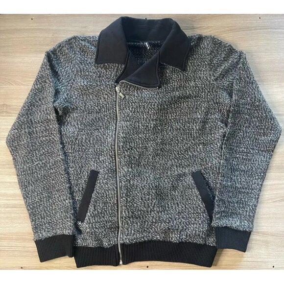 PAZZO Jackets & Blazers - Pazzo Womens Jacket Coat Black Gray Marled Asymmetrical Zip Pockets Collar XL